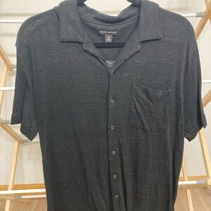 Banana Republic Black Linen Polo Shirt